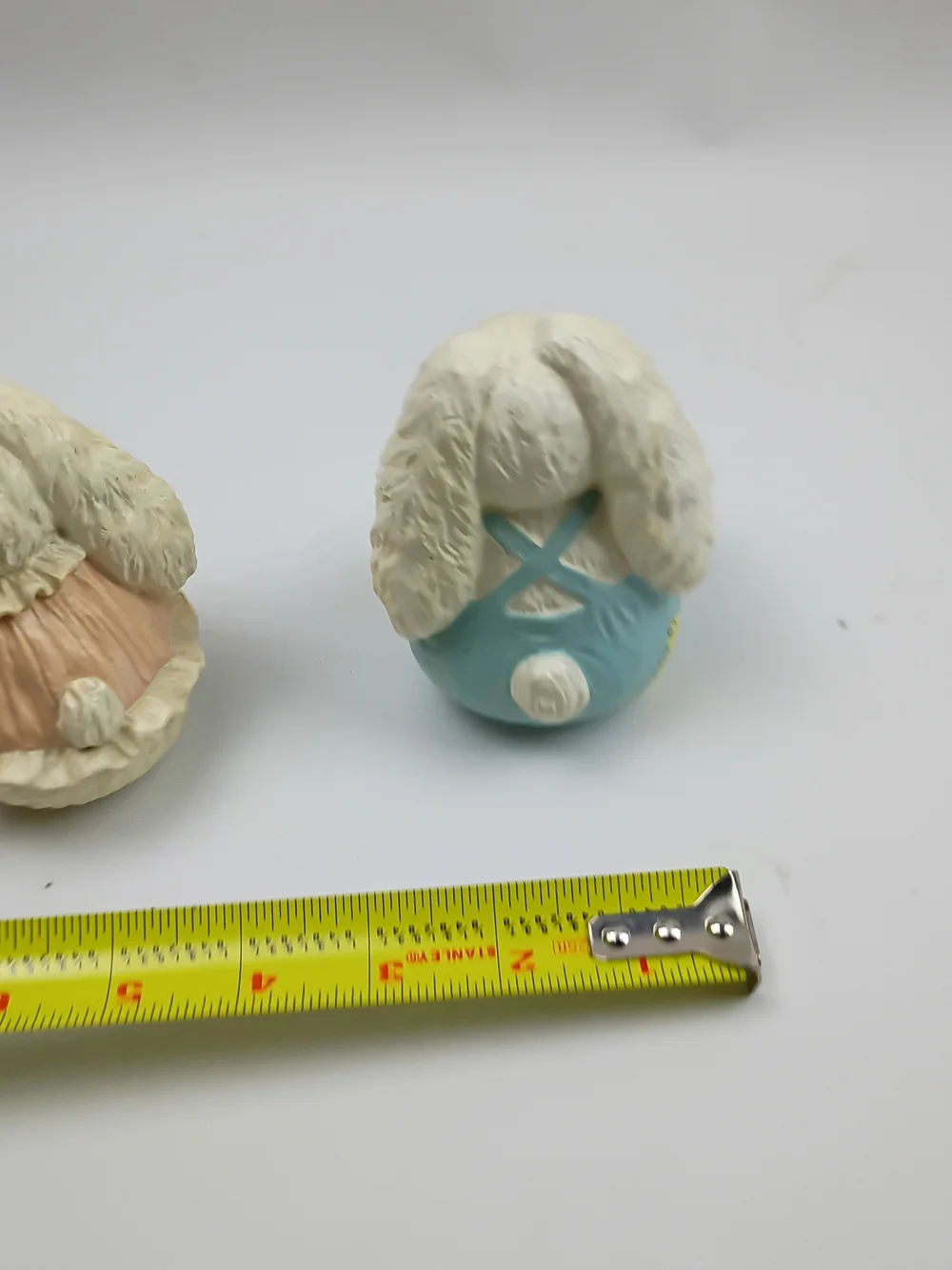 Pastel Bunny Figurine Set - Cream and Blue Decorative Bunnies